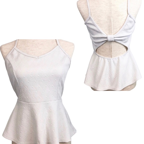 Urban Episode Tops - Urban Episode White Peplum Tank With Bow-Tie Back